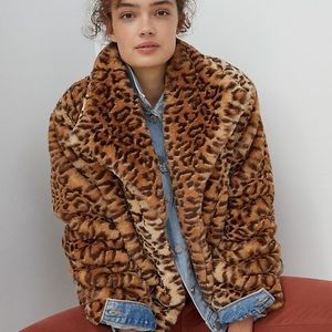 Anthropology Leopard Faux Fur Jacket size M
